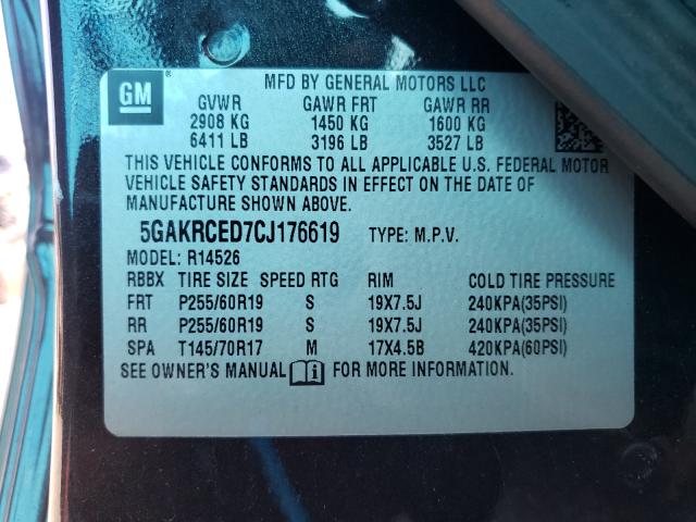 Photo 9 VIN: 5GAKRCED7CJ176619 - BUICK ENCLAVE 