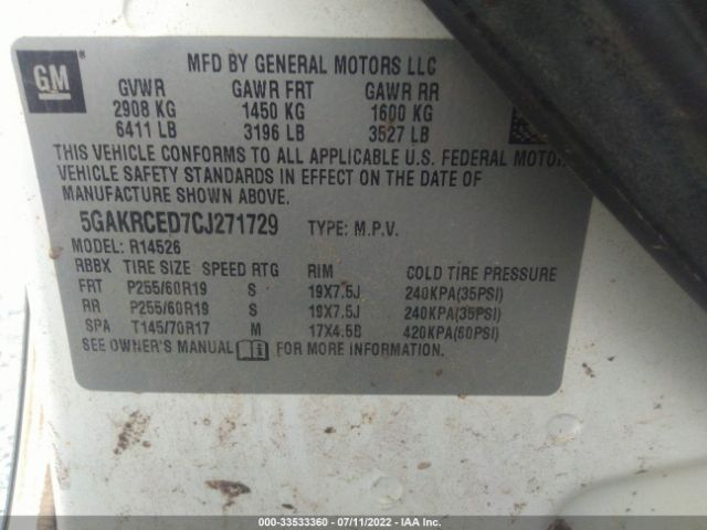 Photo 8 VIN: 5GAKRCED7CJ271729 - BUICK ENCLAVE 