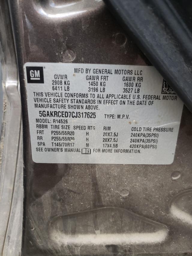 Photo 9 VIN: 5GAKRCED7CJ317625 - BUICK ENCLAVE 