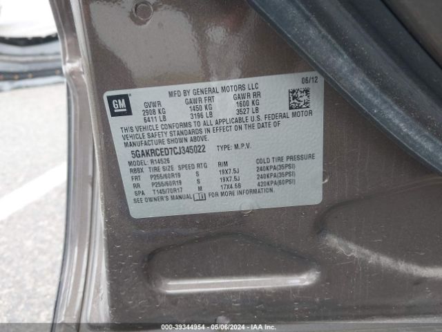 Photo 8 VIN: 5GAKRCED7CJ345022 - BUICK ENCLAVE 