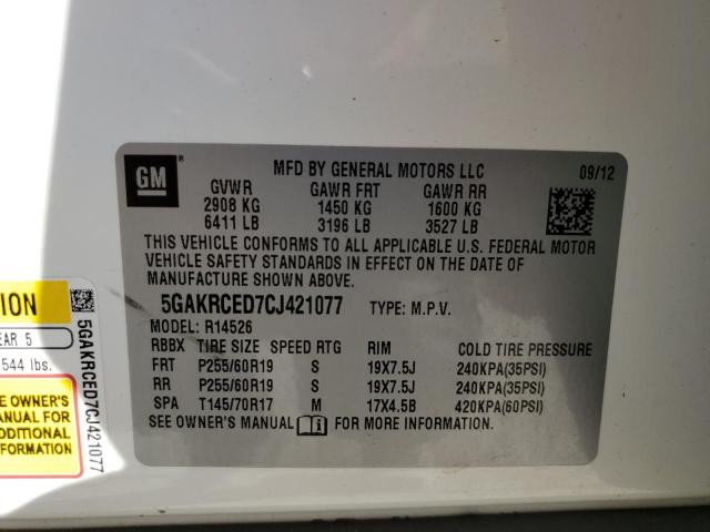 Photo 12 VIN: 5GAKRCED7CJ421077 - BUICK ENCLAVE 