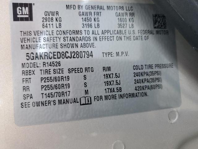 Photo 9 VIN: 5GAKRCED8CJ280794 - BUICK ENCLAVE 