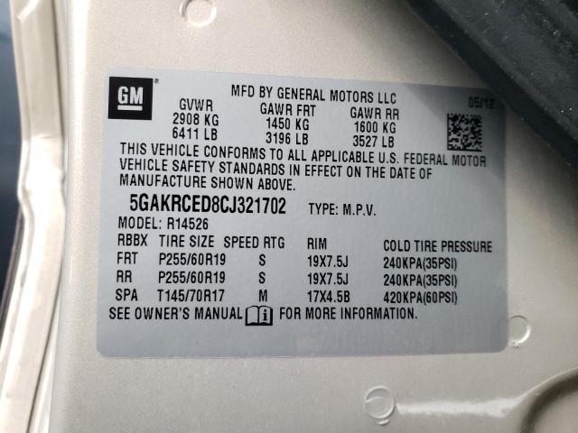 Photo 9 VIN: 5GAKRCED8CJ321702 - BUICK ENCLAVE 