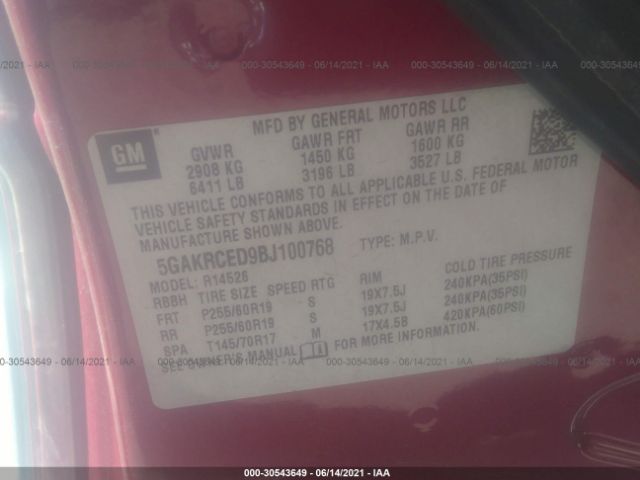 Photo 8 VIN: 5GAKRCED9BJ100768 - BUICK ENCLAVE 