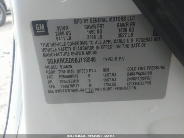 Photo 8 VIN: 5GAKRCED9BJ118946 - BUICK ENCLAVE 