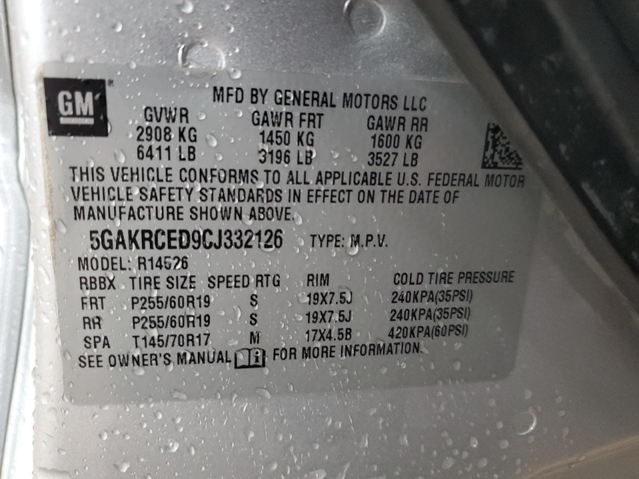 Photo 11 VIN: 5GAKRCED9CJ332126 - BUICK ENCLAVE 