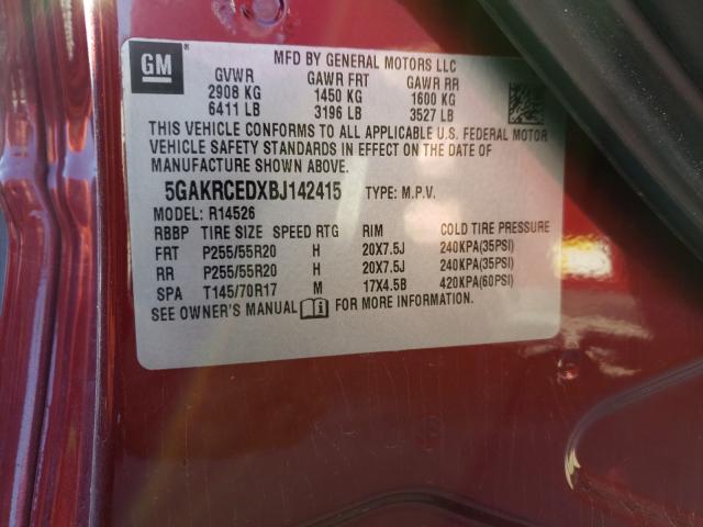 Photo 9 VIN: 5GAKRCEDXBJ142415 - BUICK ENCLAVE 