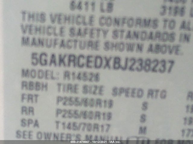 Photo 8 VIN: 5GAKRCEDXBJ238237 - BUICK ENCLAVE 