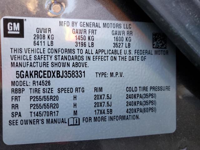 Photo 12 VIN: 5GAKRCEDXBJ358331 - BUICK ENCLAVE CX 