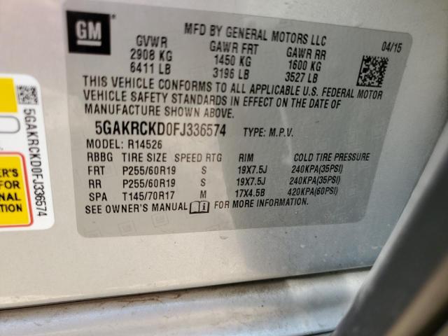 Photo 12 VIN: 5GAKRCKD0FJ336574 - BUICK ENCLAVE 