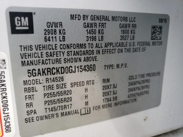 Photo 12 VIN: 5GAKRCKD0GJ154360 - BUICK ENCLAVE 