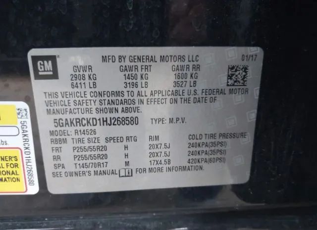 Photo 8 VIN: 5GAKRCKD1HJ268580 - BUICK ENCLAVE 