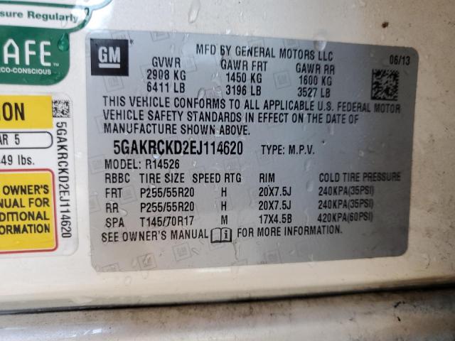 Photo 13 VIN: 5GAKRCKD2EJ114620 - BUICK ENCLAVE 