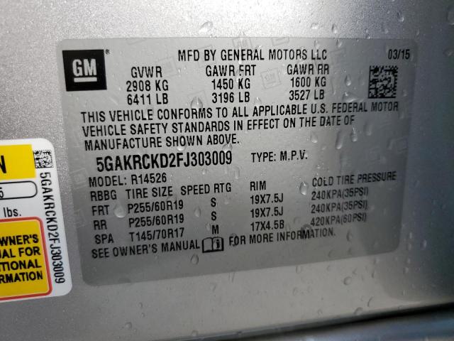 Photo 12 VIN: 5GAKRCKD2FJ303009 - BUICK ENCLAVE 