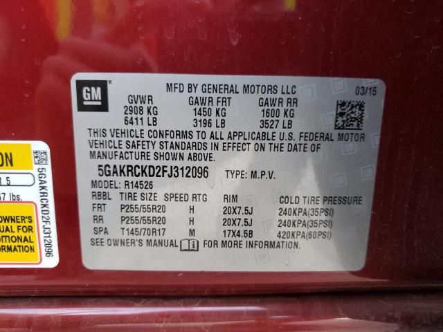 Photo 9 VIN: 5GAKRCKD2FJ312096 - BUICK ENCLAVE 