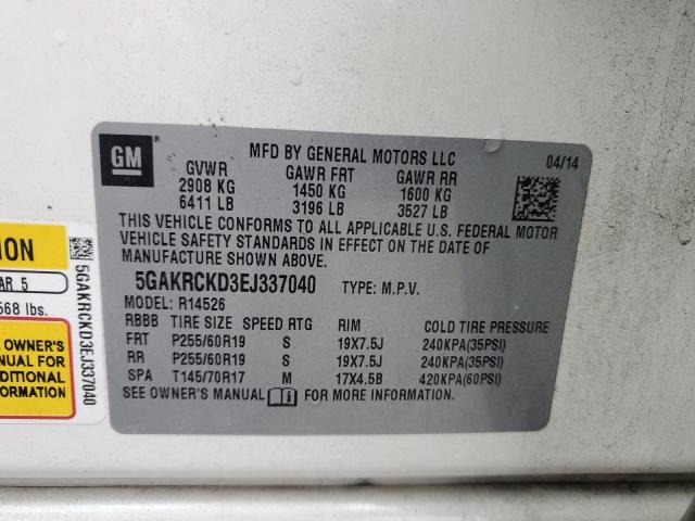 Photo 12 VIN: 5GAKRCKD3EJ337040 - BUICK ENCLAVE 