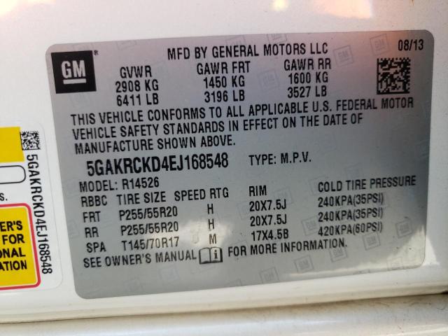 Photo 9 VIN: 5GAKRCKD4EJ168548 - BUICK ENCLAVE 