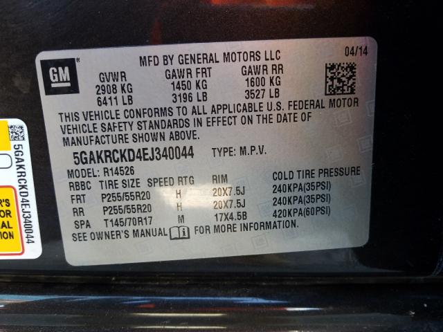 Photo 9 VIN: 5GAKRCKD4EJ340044 - BUICK ENCLAVE 