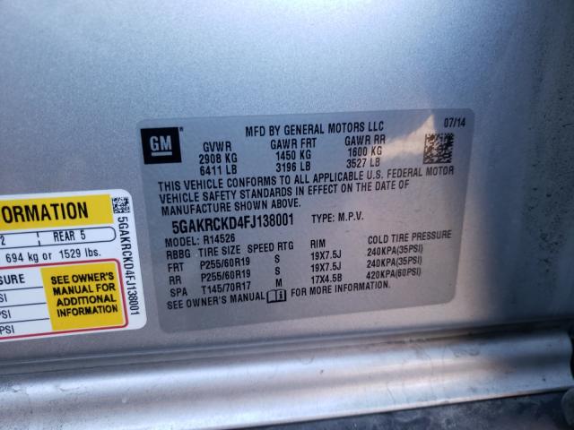 Photo 9 VIN: 5GAKRCKD4FJ138001 - BUICK ENCLAVE 