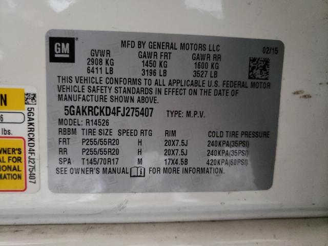 Photo 12 VIN: 5GAKRCKD4FJ275407 - BUICK ENCLAVE 