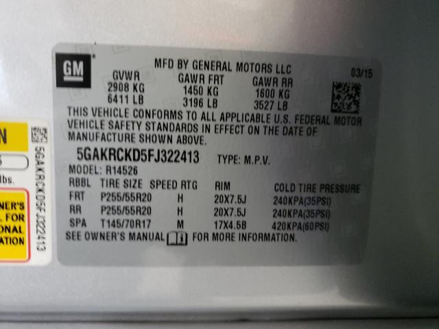 Photo 9 VIN: 5GAKRCKD5FJ322413 - BUICK ENCLAVE 