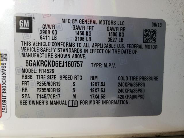 Photo 9 VIN: 5GAKRCKD6EJ160757 - BUICK ENCLAVE 