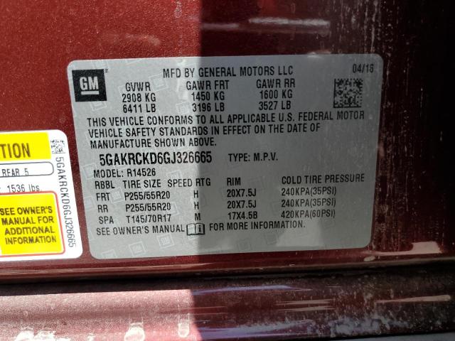 Photo 12 VIN: 5GAKRCKD6GJ326665 - BUICK ENCLAVE 