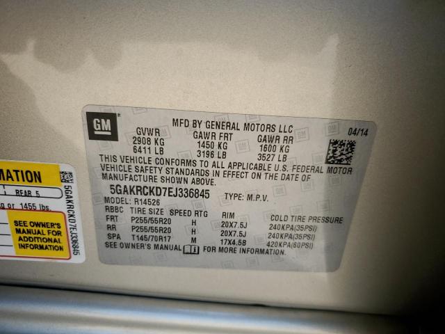 Photo 12 VIN: 5GAKRCKD7EJ336845 - BUICK ENCLAVE 