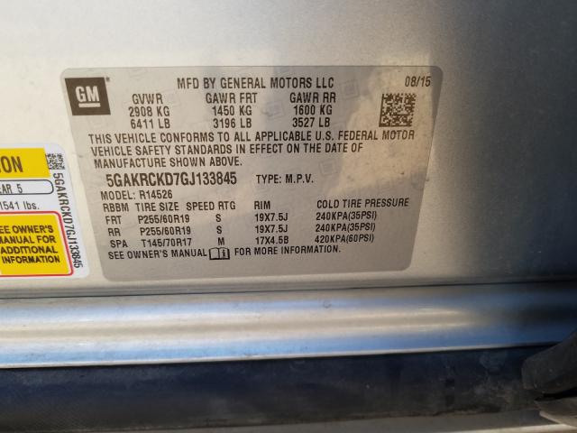 Photo 9 VIN: 5GAKRCKD7GJ133845 - BUICK ENCLAVE 