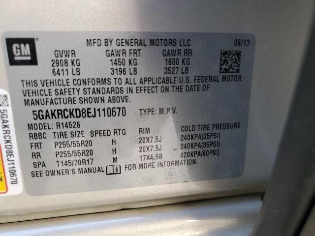 Photo 12 VIN: 5GAKRCKD8EJ110670 - BUICK ENCLAVE 