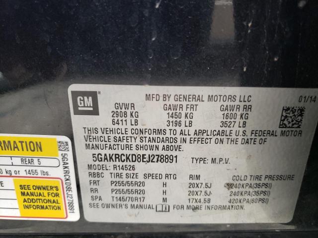 Photo 11 VIN: 5GAKRCKD8EJ278891 - BUICK ENCLAVE 