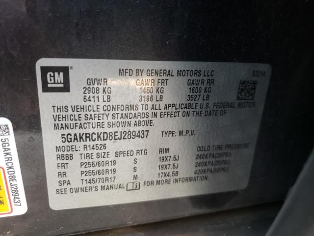 Photo 9 VIN: 5GAKRCKD8EJ289437 - BUICK ENCLAVE 