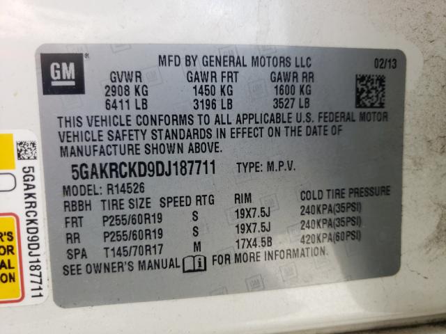 Photo 9 VIN: 5GAKRCKD9DJ187711 - BUICK ENCLAVE 