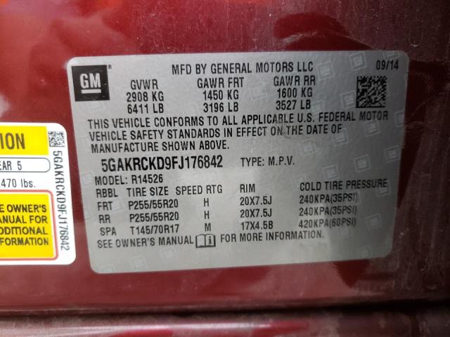 Photo 9 VIN: 5GAKRCKD9FJ176842 - BUICK ENCLAVE 