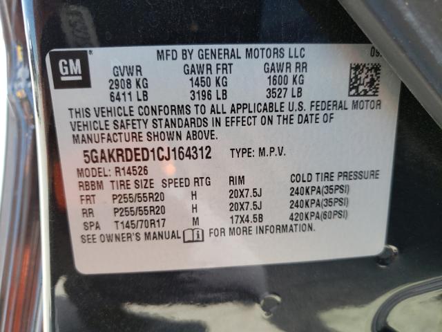 Photo 9 VIN: 5GAKRDED1CJ164312 - BUICK ENCLAVE 