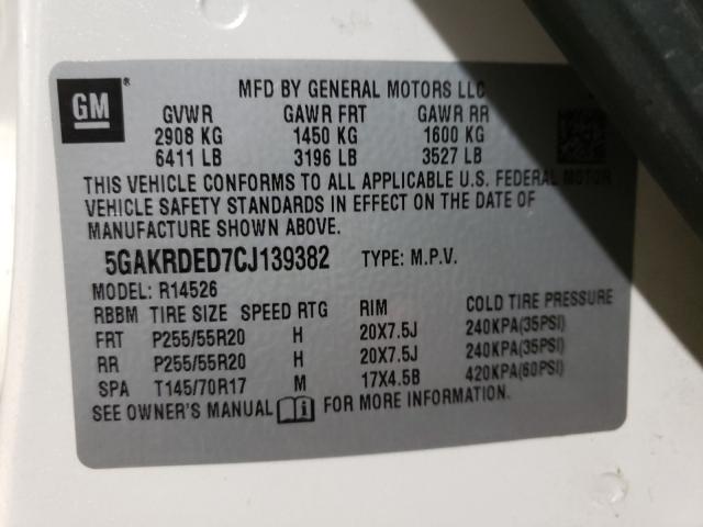 Photo 9 VIN: 5GAKRDED7CJ139382 - BUICK ENCLAVE 