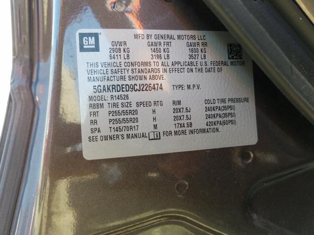 Photo 9 VIN: 5GAKRDED9CJ226474 - BUICK ENCLAVE 