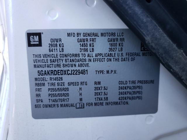 Photo 9 VIN: 5GAKRDEDXCJ229481 - BUICK ENCLAVE 