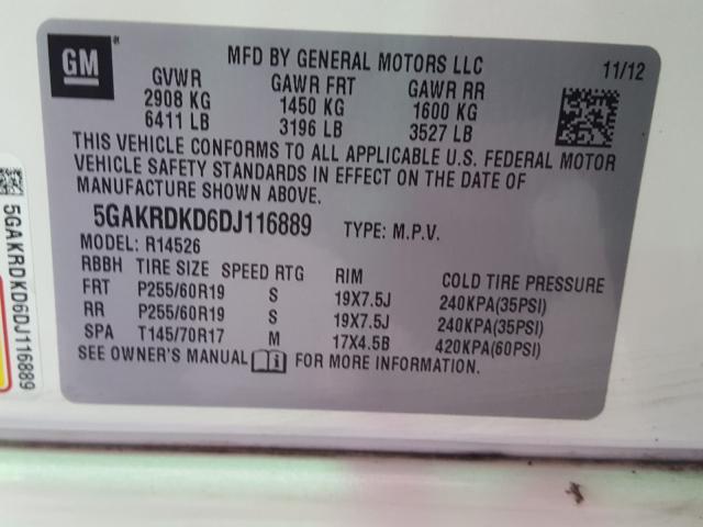 Photo 9 VIN: 5GAKRDKD6DJ116889 - BUICK ENCLAVE 