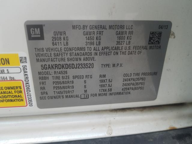 Photo 9 VIN: 5GAKRDKD6DJ233520 - BUICK ENCLAVE 