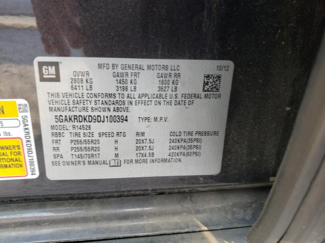 Photo 9 VIN: 5GAKRDKD9DJ100394 - BUICK ENCLAVE 