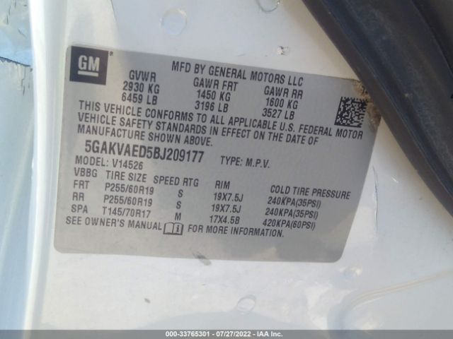 Photo 8 VIN: 5GAKVAED5BJ209177 - BUICK ENCLAVE 