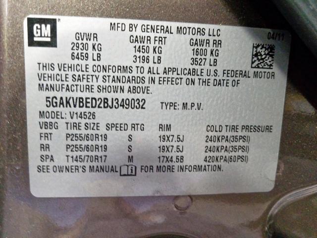 Photo 9 VIN: 5GAKVBED2BJ349032 - BUICK ENCLAVE CX 