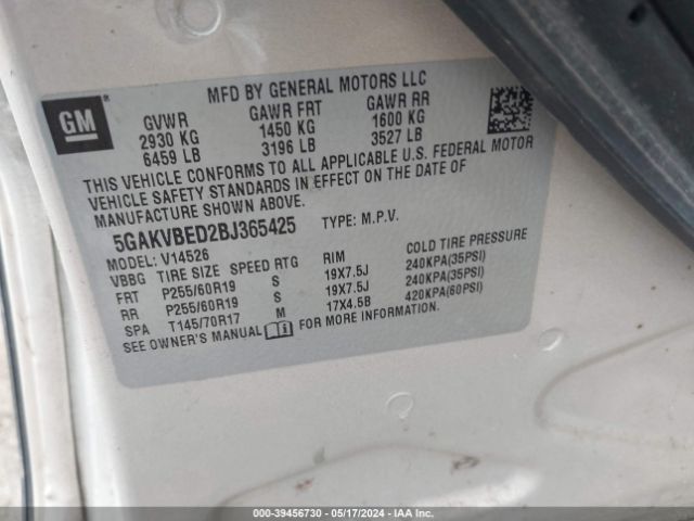 Photo 8 VIN: 5GAKVBED2BJ365425 - BUICK ENCLAVE 