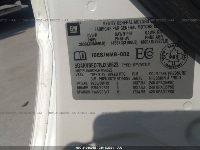 Photo 8 VIN: 5GAKVBED7BJ238623 - BUICK ENCLAVE 