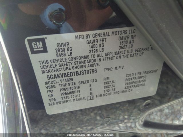 Photo 8 VIN: 5GAKVBED7BJ370796 - BUICK ENCLAVE 