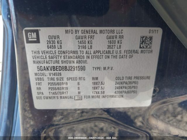 Photo 8 VIN: 5GAKVBED8BJ291590 - BUICK ENCLAVE 