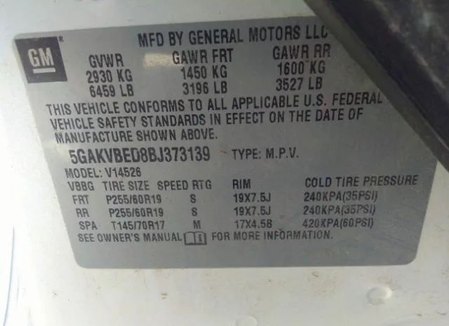 Photo 8 VIN: 5GAKVBED8BJ373139 - BUICK ENCLAVE 