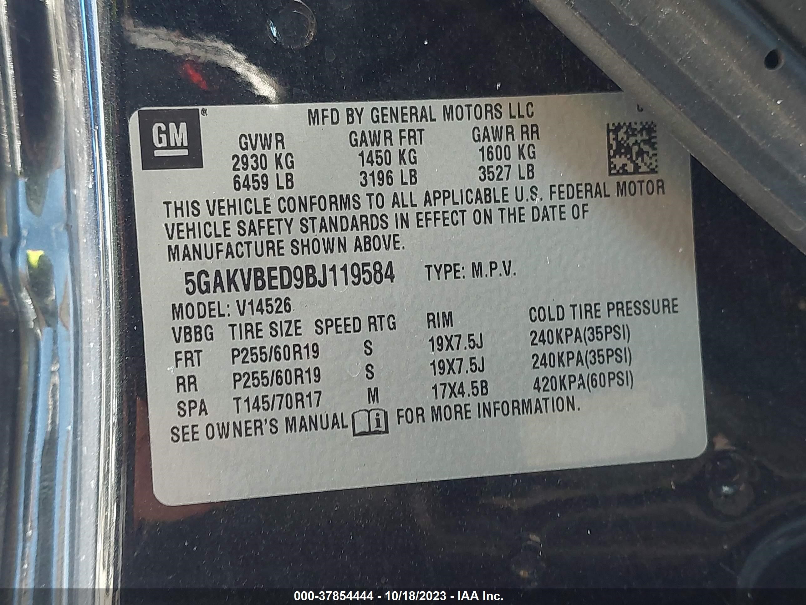 Photo 8 VIN: 5GAKVBED9BJ119584 - BUICK ENCLAVE 