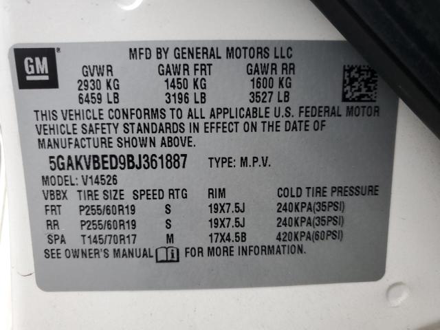 Photo 12 VIN: 5GAKVBED9BJ361887 - BUICK ENCLAVE 